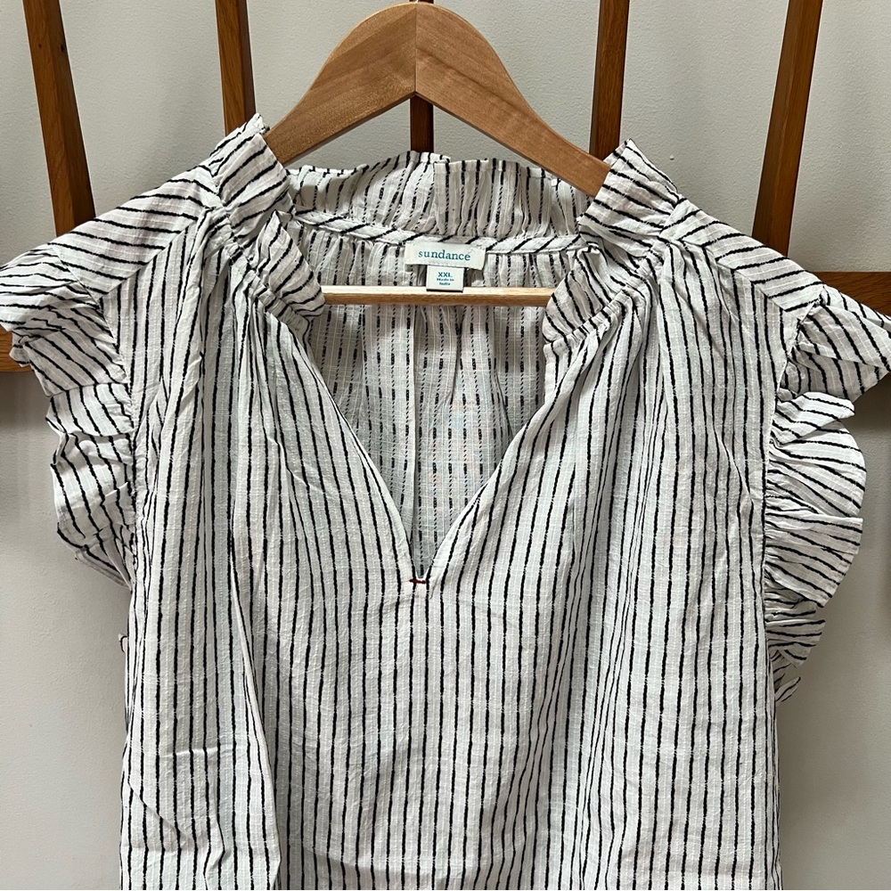 Sundance Striped Ruffle Sleeve Blouse XXL - Picture 6 of 9